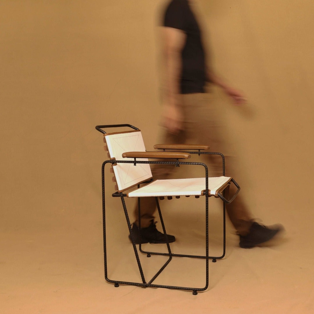 Stylish and lightweight CHAIR crafted with genuine leather and expert craftsmanship by Zouq e Chaam, offering a comfortable seating experience. Easily collapsible and transportable, it can be assembled without any tools, ideal for versatile use in any environment.