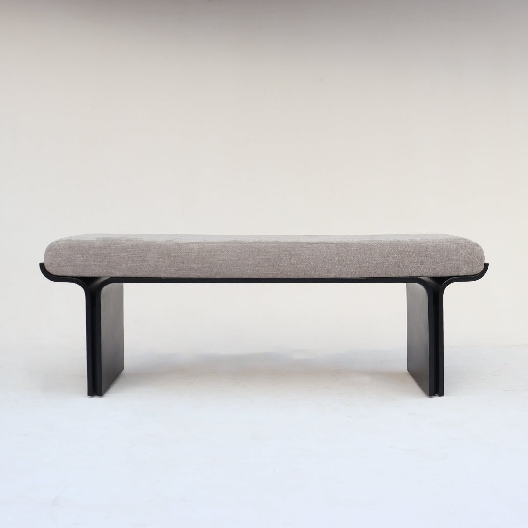 Expertly crafted bench made from durable metal, boasting a sleek, minimalist silhouette for reliable support and stylish appeal.