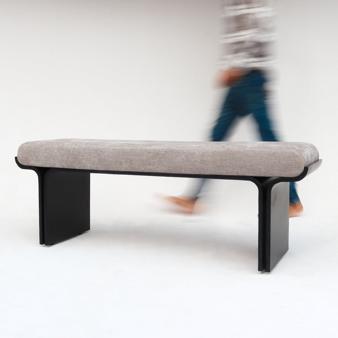 Expertly crafted bench made from durable metal, boasting a sleek, minimalist silhouette for reliable support and stylish appeal.