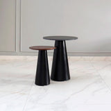 Side tables featuring both marble and wood tops, blending elegance with natural warmth for versatile functionality and style. The marble top exudes sophistication, while the wood top adds a touch of organic charm, making these side tables perfect accents for any modern living space.