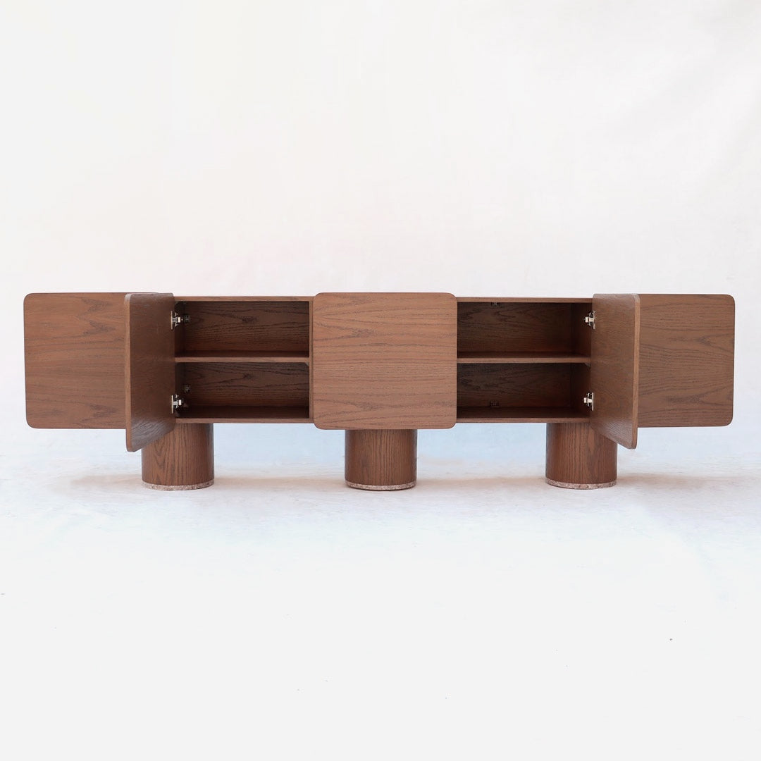 eclectic wood console