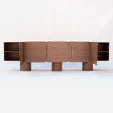 eclectic wood console