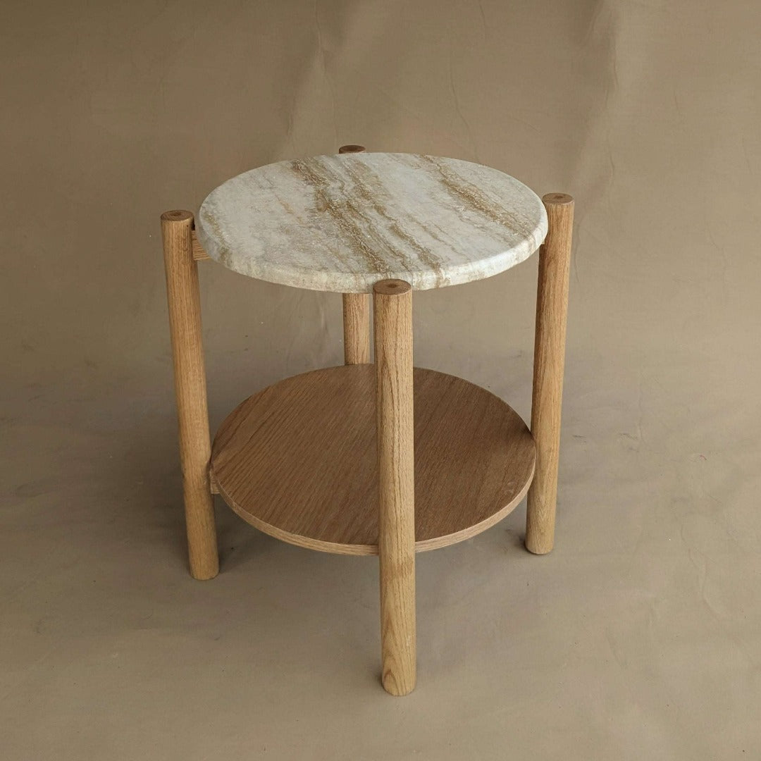 Stone Top Side Table: Elevate your space with this elegant and durable accent piece, featuring a stunning stone top.