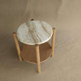 STONE TOP SIDE TABLE